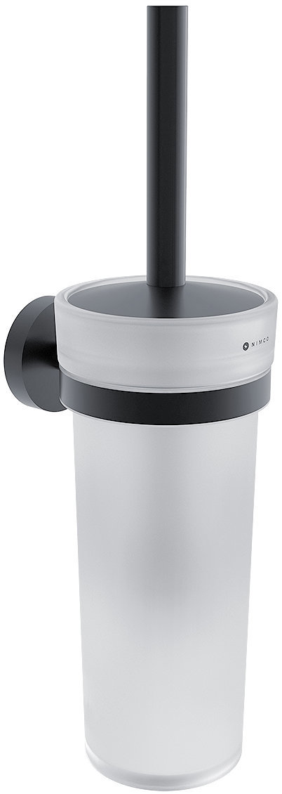 Nimco Toaletní kartáč WC set nerezový – skleněný bez vrtání Unix černá UNC-13094W-90