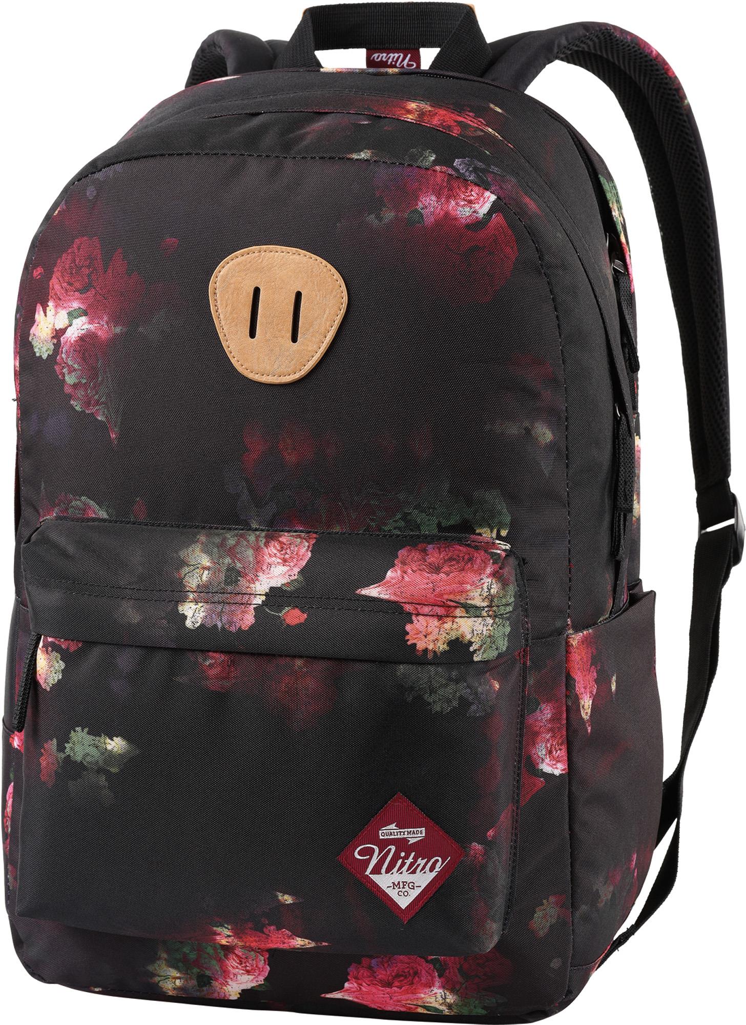 Batoh Nitro Urban Plus Black Rose v černé barvě s růžovými detaily