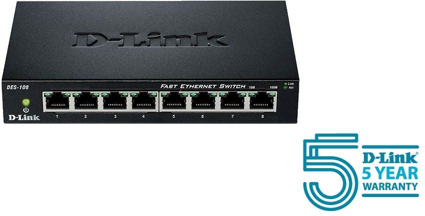 D-Link DES-108/E - 8-portový switch s Gigabit Ethernet