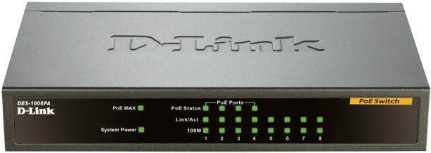 D-Link DES-1008PA 8-portový switch s podporou PoE