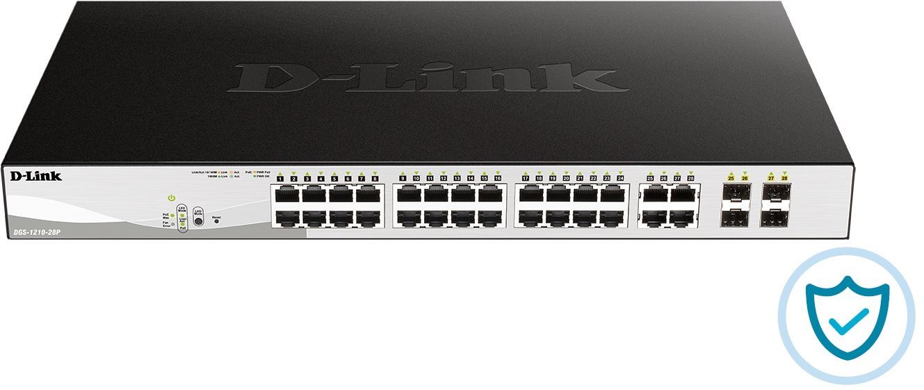Switch D-Link DGS-1210-28P s 24 gigabitovými porty a PoE