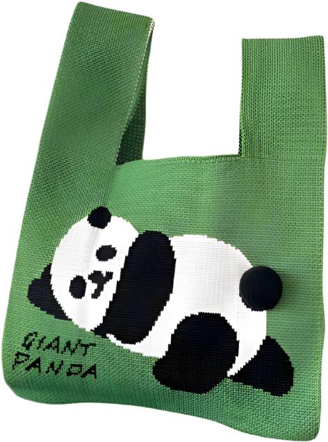 ANNAM Ležící panda tote bag zelená 35 × 20 cm