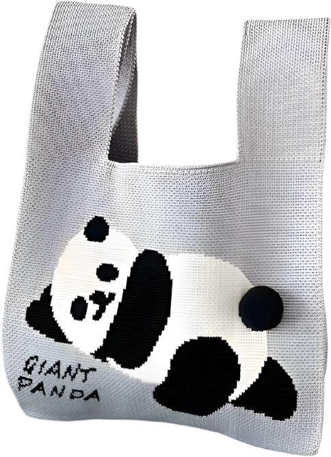 ANNAM Ležící panda tote bag šedá 35 × 20 cm