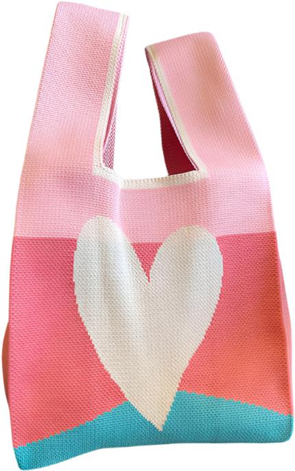 ANNAM Tote bag růžová, bílé srdce 44 × 25 cm