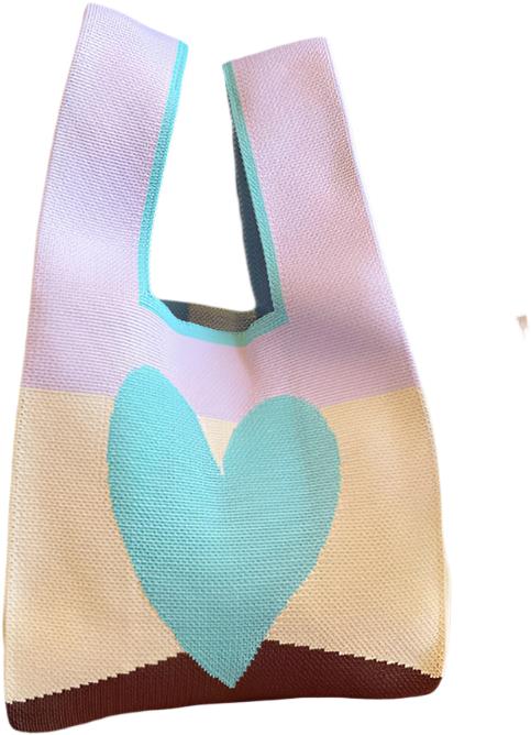 Annam tote bag fialová, modré srdce 44 × 25 cm