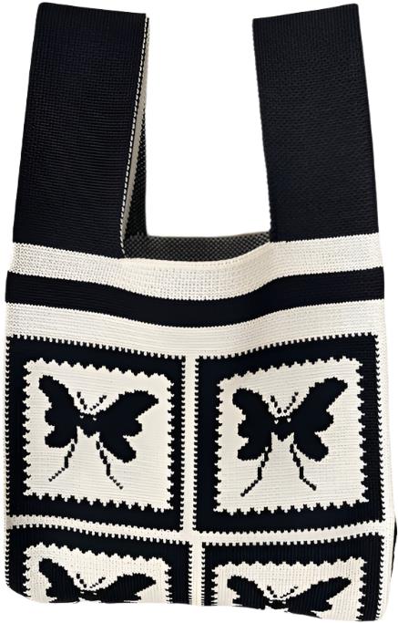 ANNAM Tote bag černý motýl 36 × 20 cm