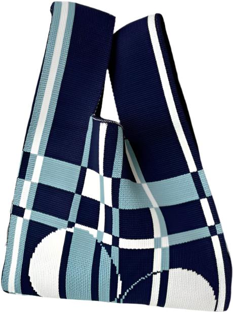 ANNAM Tote bag geometrické tvary modrá 34 × 20 cm