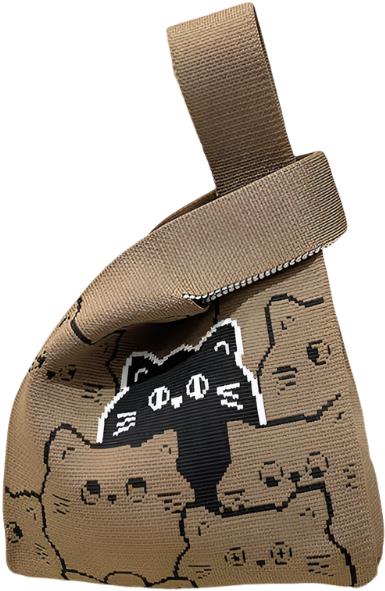 ANNAM Tote bag kočky khaki 35 × 20 cm