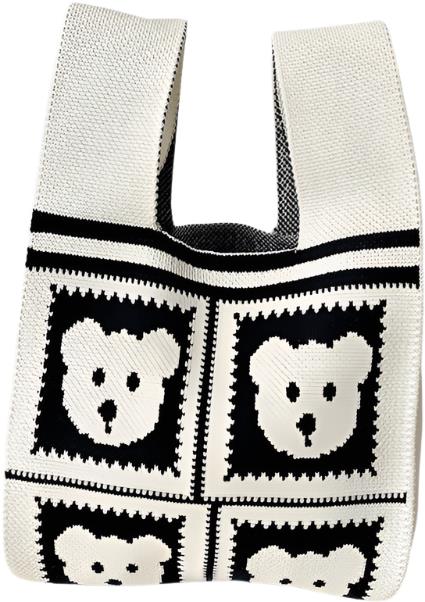 ANNAM Tote bag medvěd černo-bílá 35 × 20 cm
