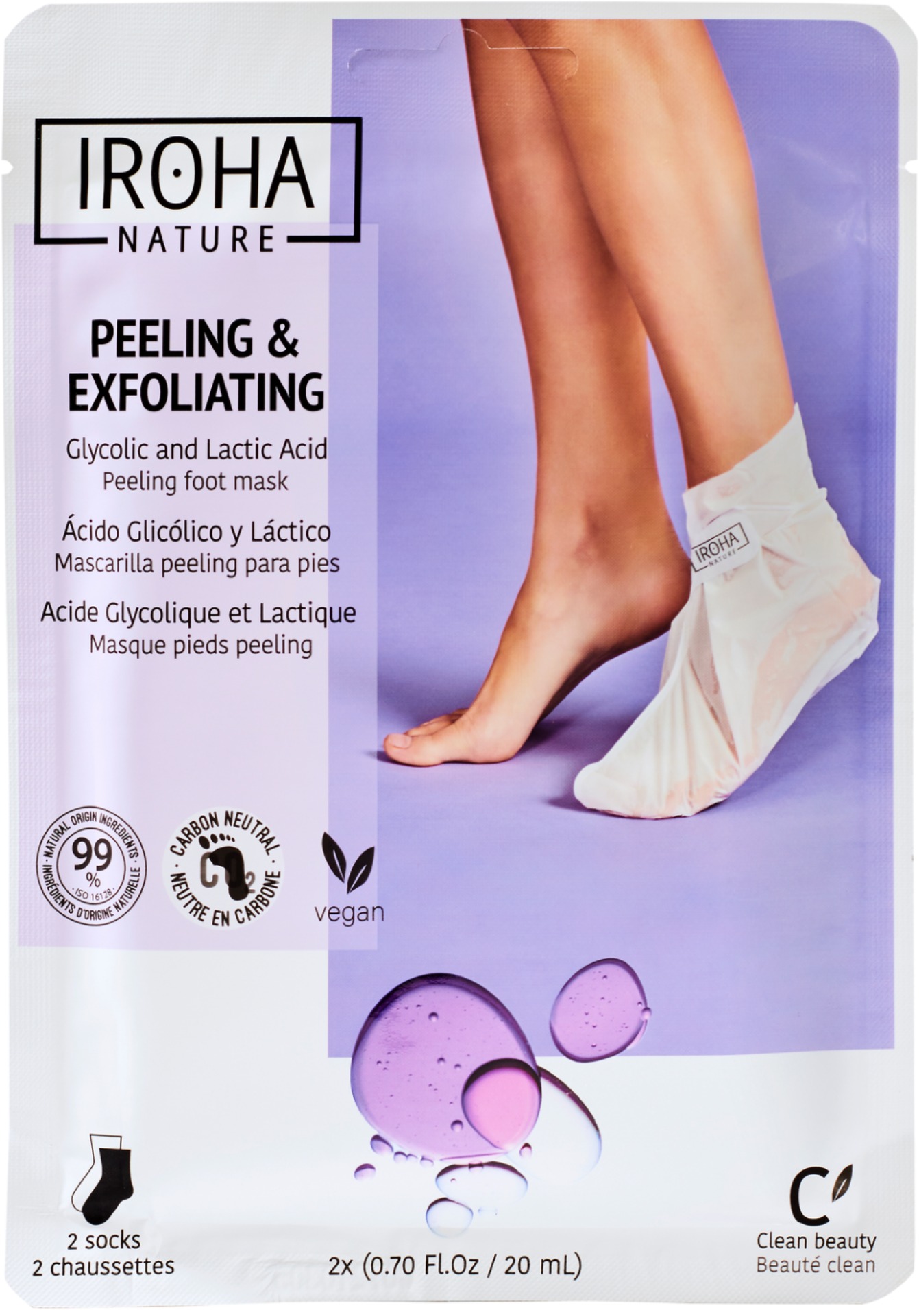 IROHA NATURE Exfoliační maska na nohy 2 × 20 ml