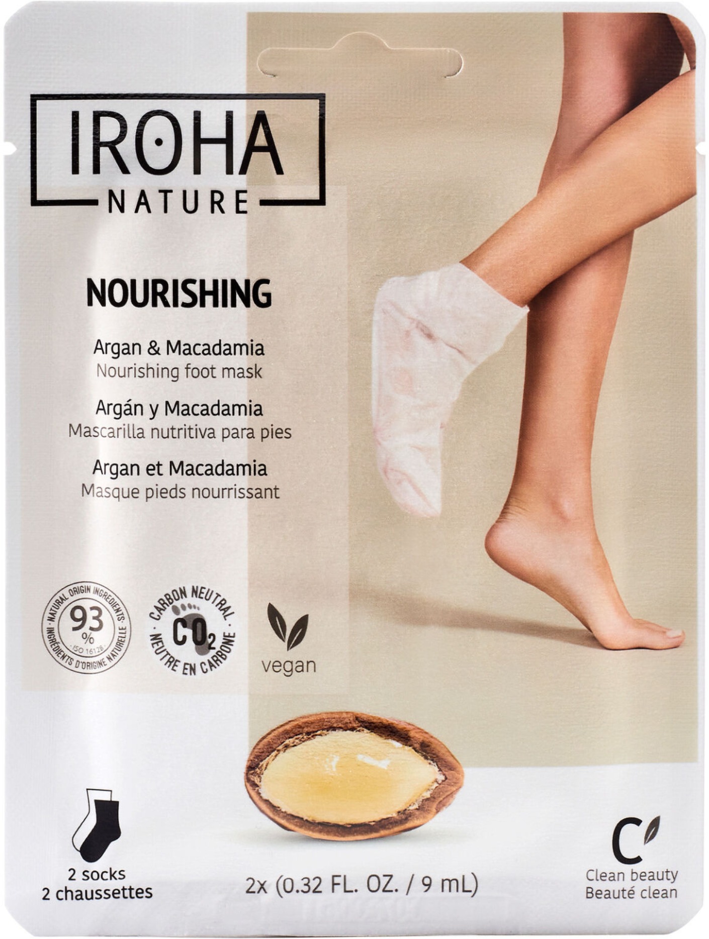 IROHA NATURE Maska na nohy Argan & Macadam 2 × 9 ml