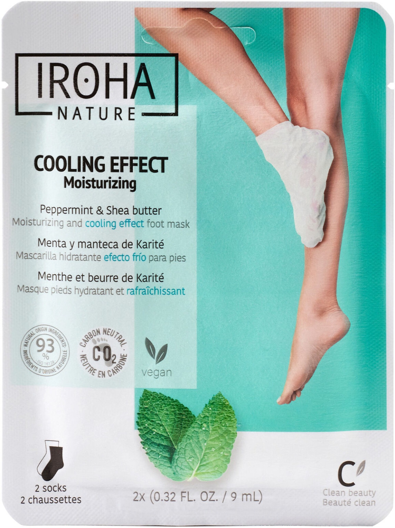 IROHA NATURE Maska na nohy Peppermint and Shea Butter 2 × 9 ml