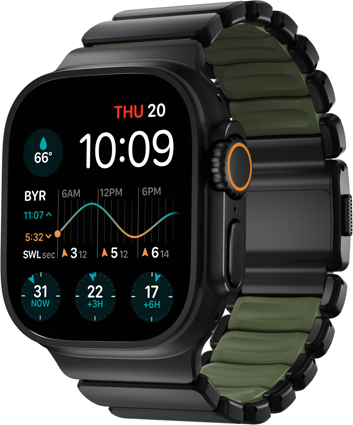 Nomad Stratos Band AW 45mm/46mm/49mm Black Titanium Forest Green