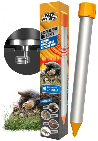 NO Pest Vibrační odpuzovač krtků a hrabošů 1500 m2 Seismic Shock Repeller