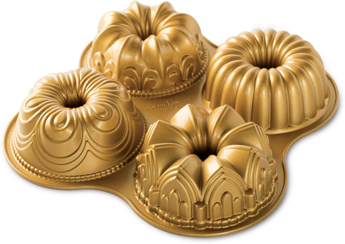 NW Mini bábovky Premium gold plát se 4 formičkami 9 cup zlatá