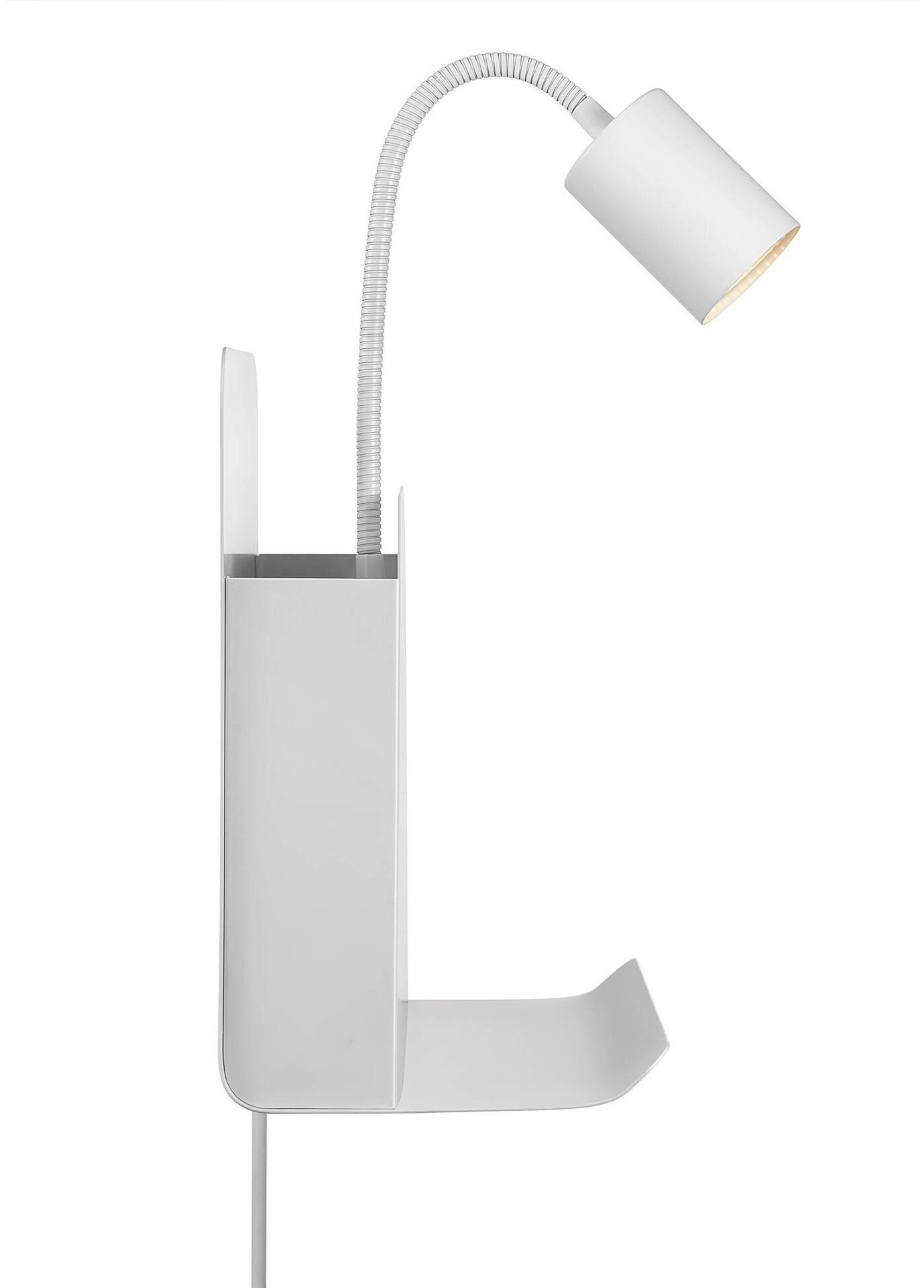 NORDLUX Multifunkční lampička Roomi s USB portem, 282 x 248 mm, GU10, 35 W, bílá