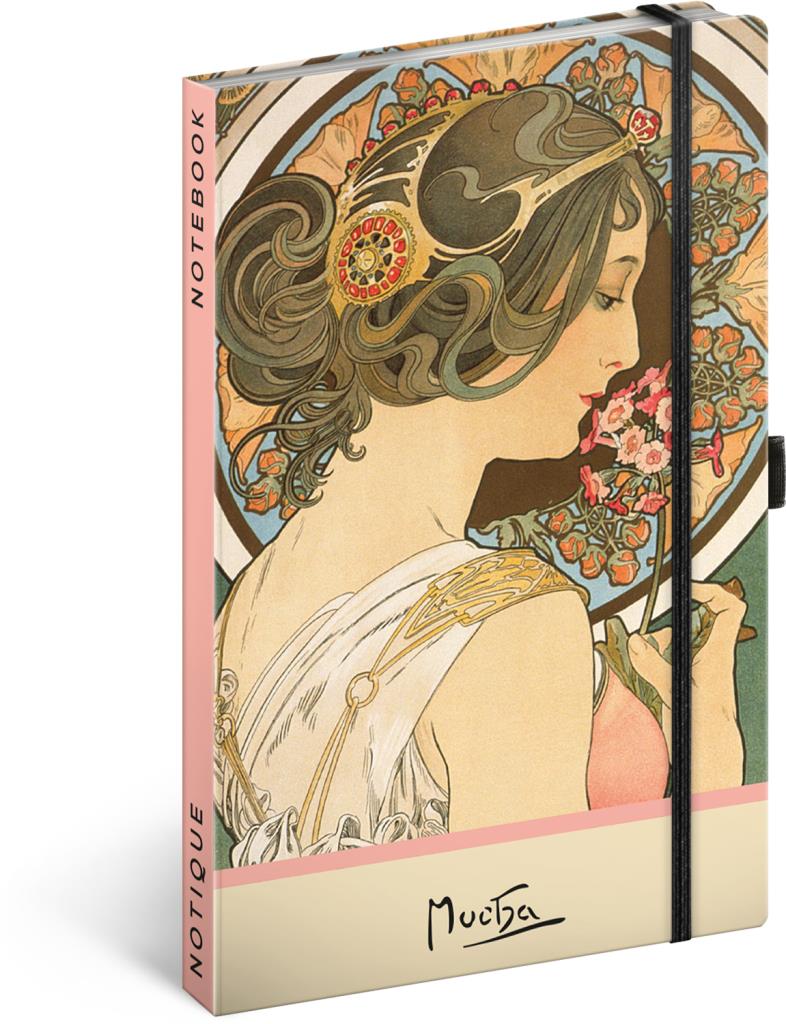 NOTIQUE Notes Alfons Mucha - Petrklíč, tečkovaný, 13 × 21 cm