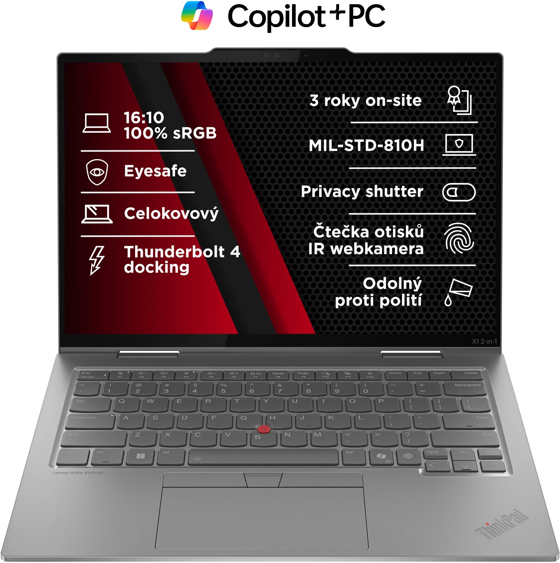 Lenovo ThinkPad X1 2-in-1 Gen 10 Aura Edition Grey s aktivním stylusem