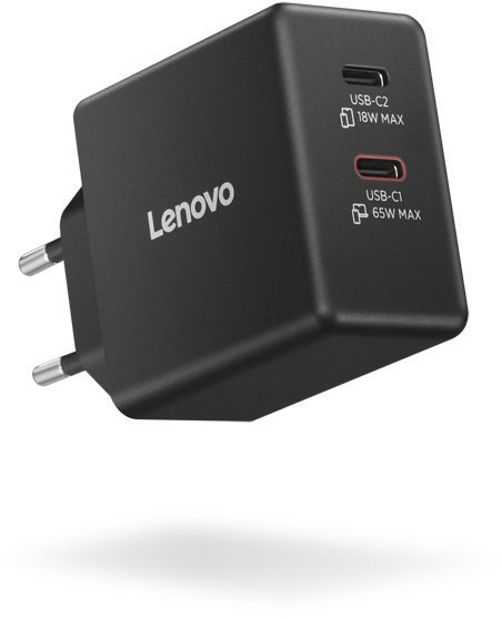 Lenovo Dual USB-C 65W GaN Charger (Black)