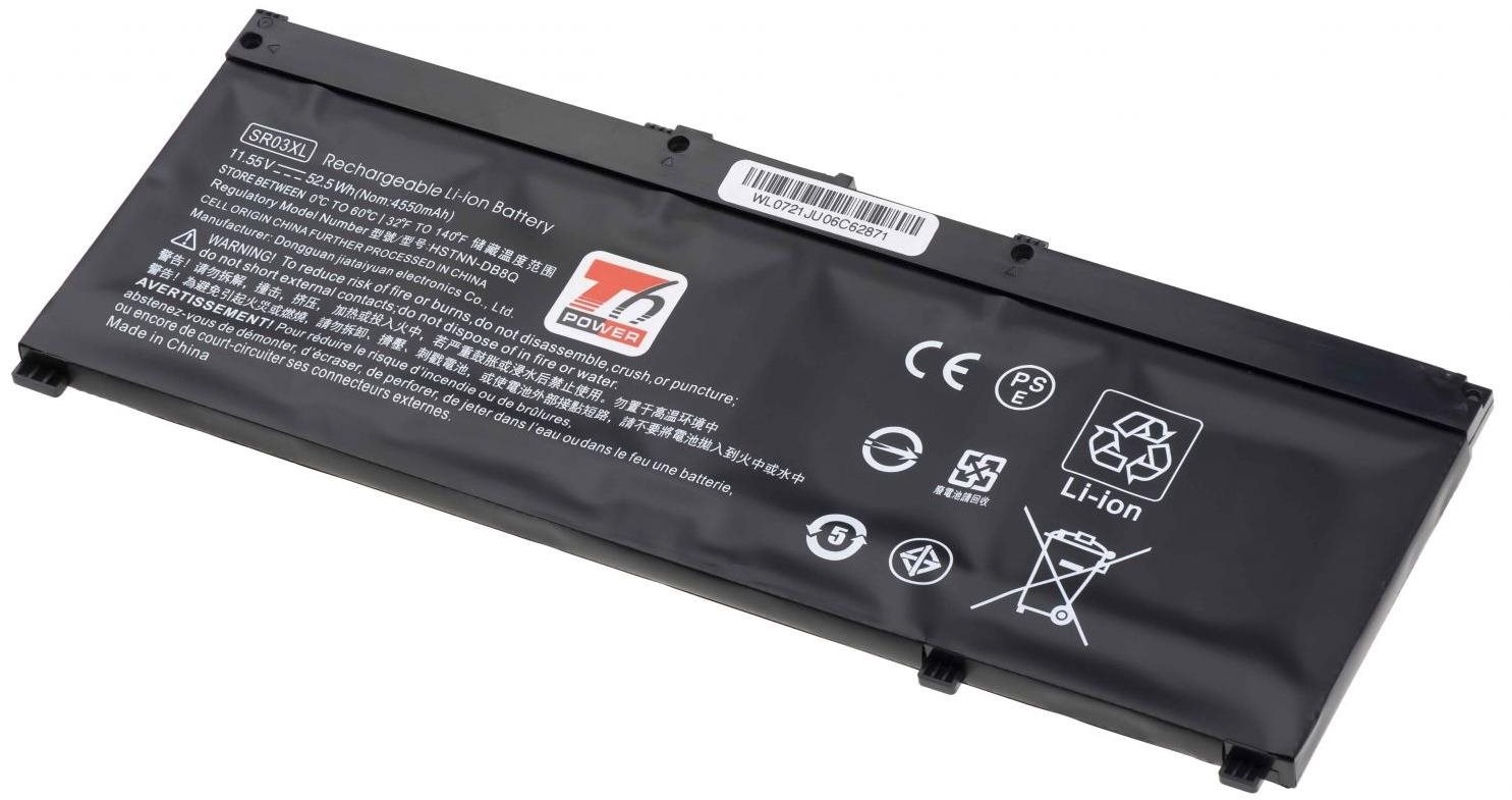 T6 Power pro Hewlett Packard Pavilion Gaming 15-cx0000 serie, Li-Poly, 11,55 V, 4550 mAh (52,5 Wh),