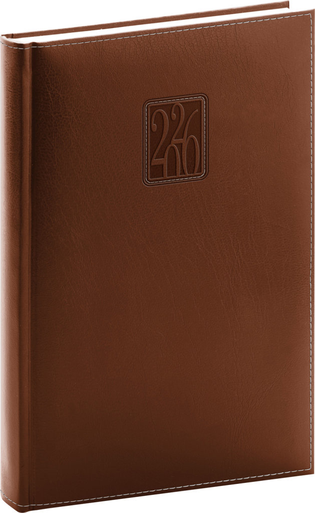 NOTIQUE Panama 2026 denní, hnědý, 15 x 21 cm - kvalitní diář pro plánování a organizování