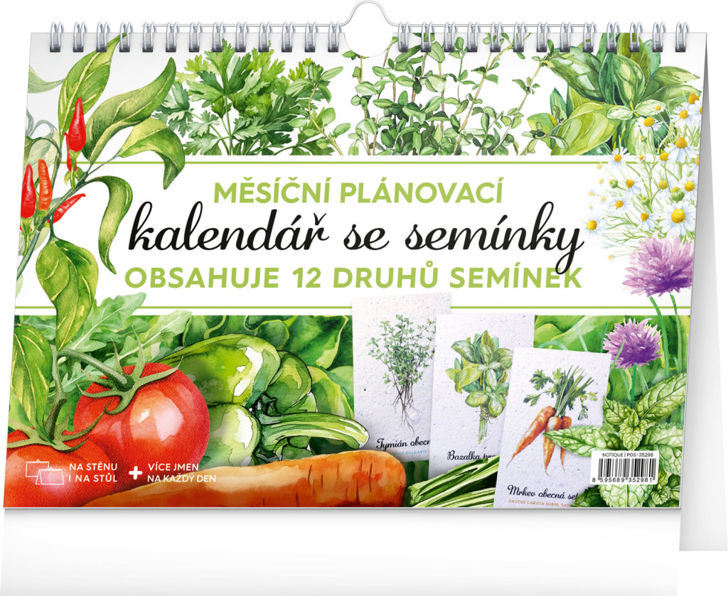 NOTIQUE Měsíční plánovací kalendář se semínky 2026, 30 x 21 cm
