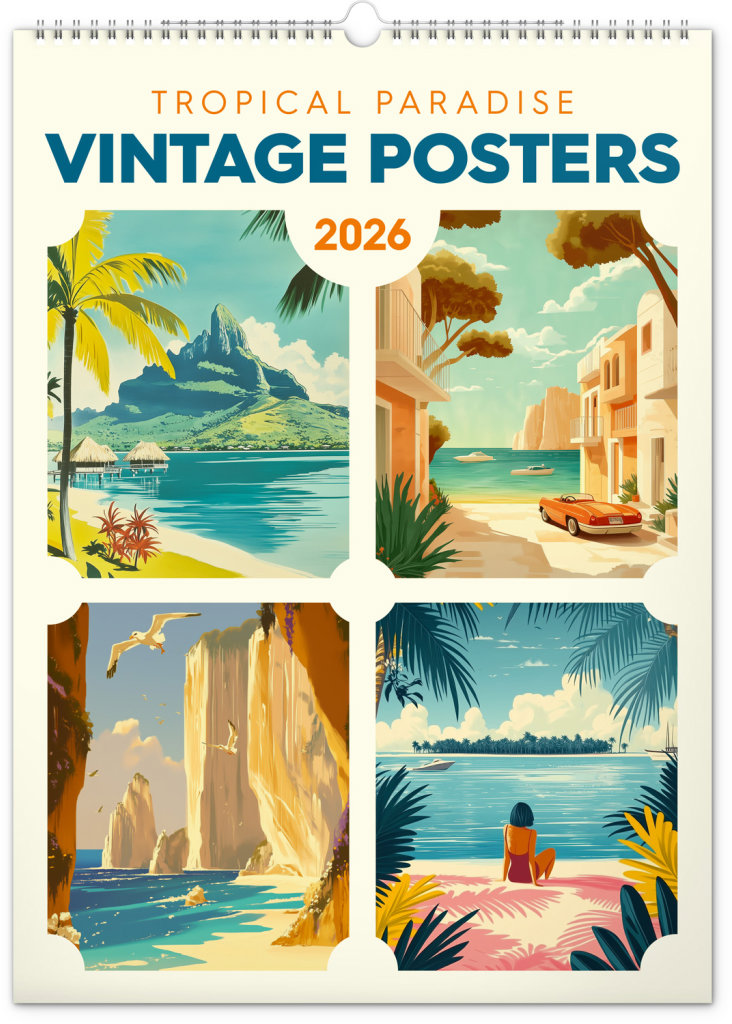 Vintage plakát s tropickými ráji