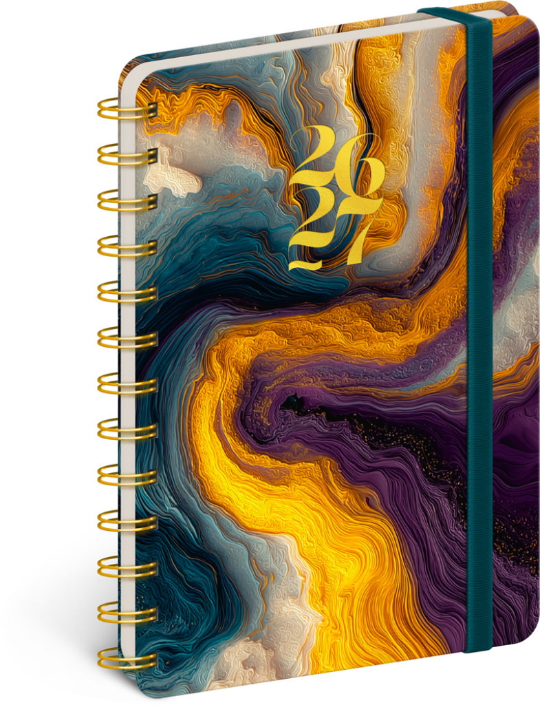NOTIQUE Spirálový 18měsíční Petito – Barevný achát 2026/2027, 13 x 18 cm
