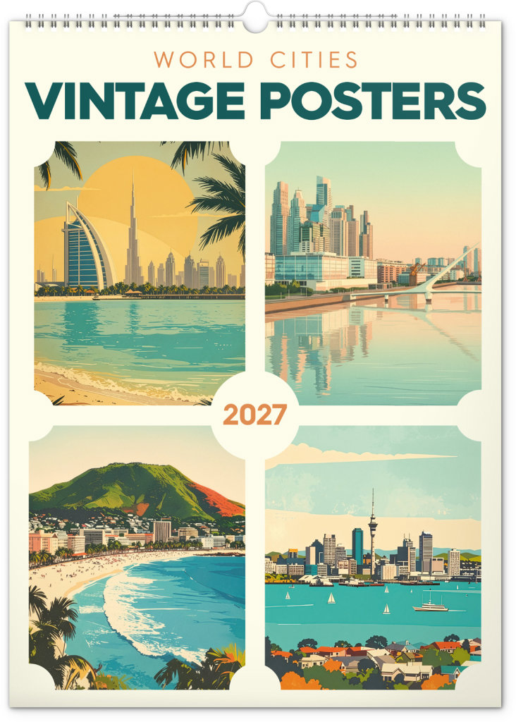 NOTIQUE Vintage plakáty – světová města 2027, 33 x 46 cm