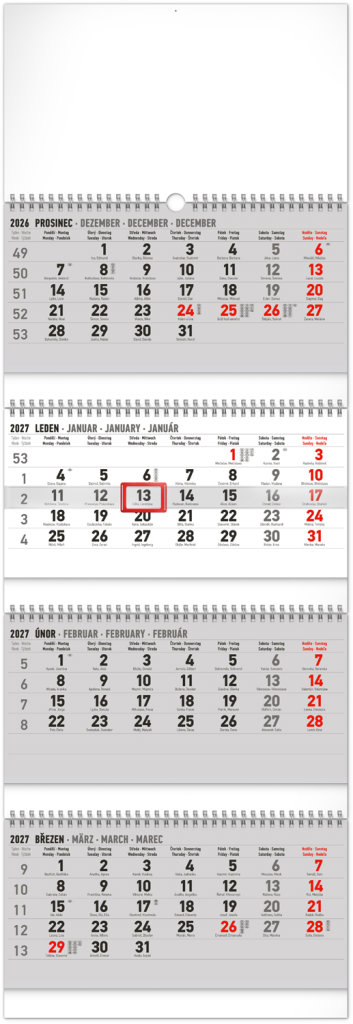 NOTIQUE 4měsíční standard skládací 2027, 29,5 x 84,5 cm