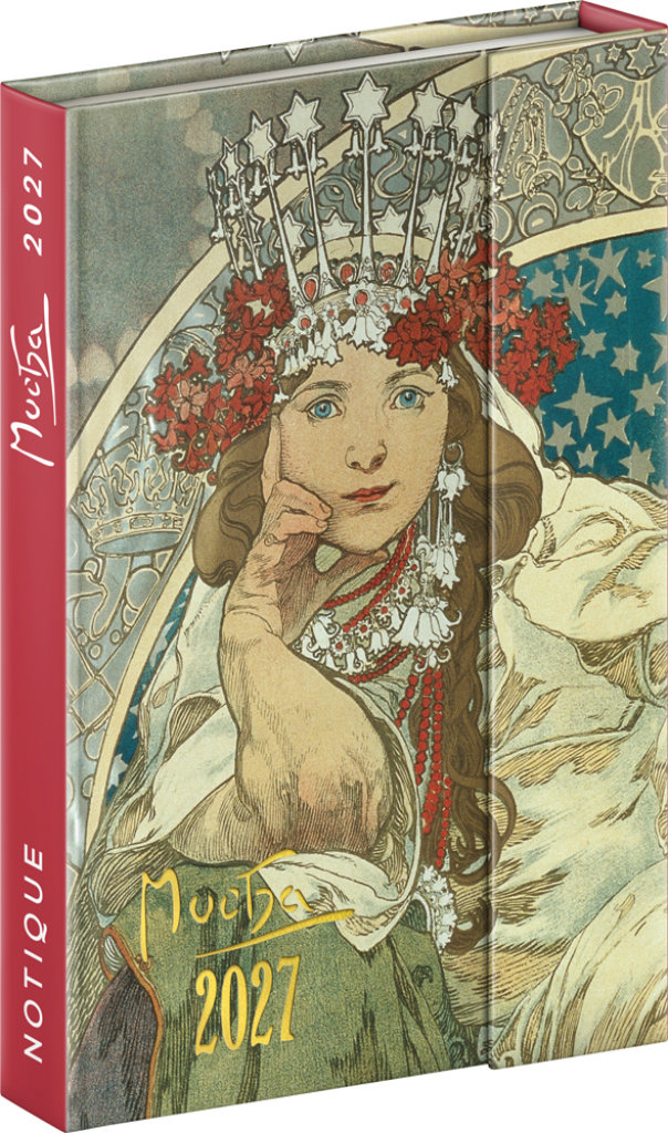 NOTIQUE týdenní magnetický Alfons Mucha 2027, 11 × 16 cm