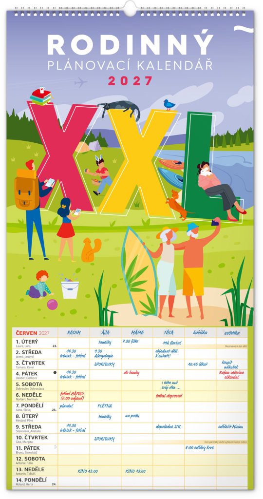 NOTIQUE Rodinný plánovací XXL 2027, 33 × 64 cm