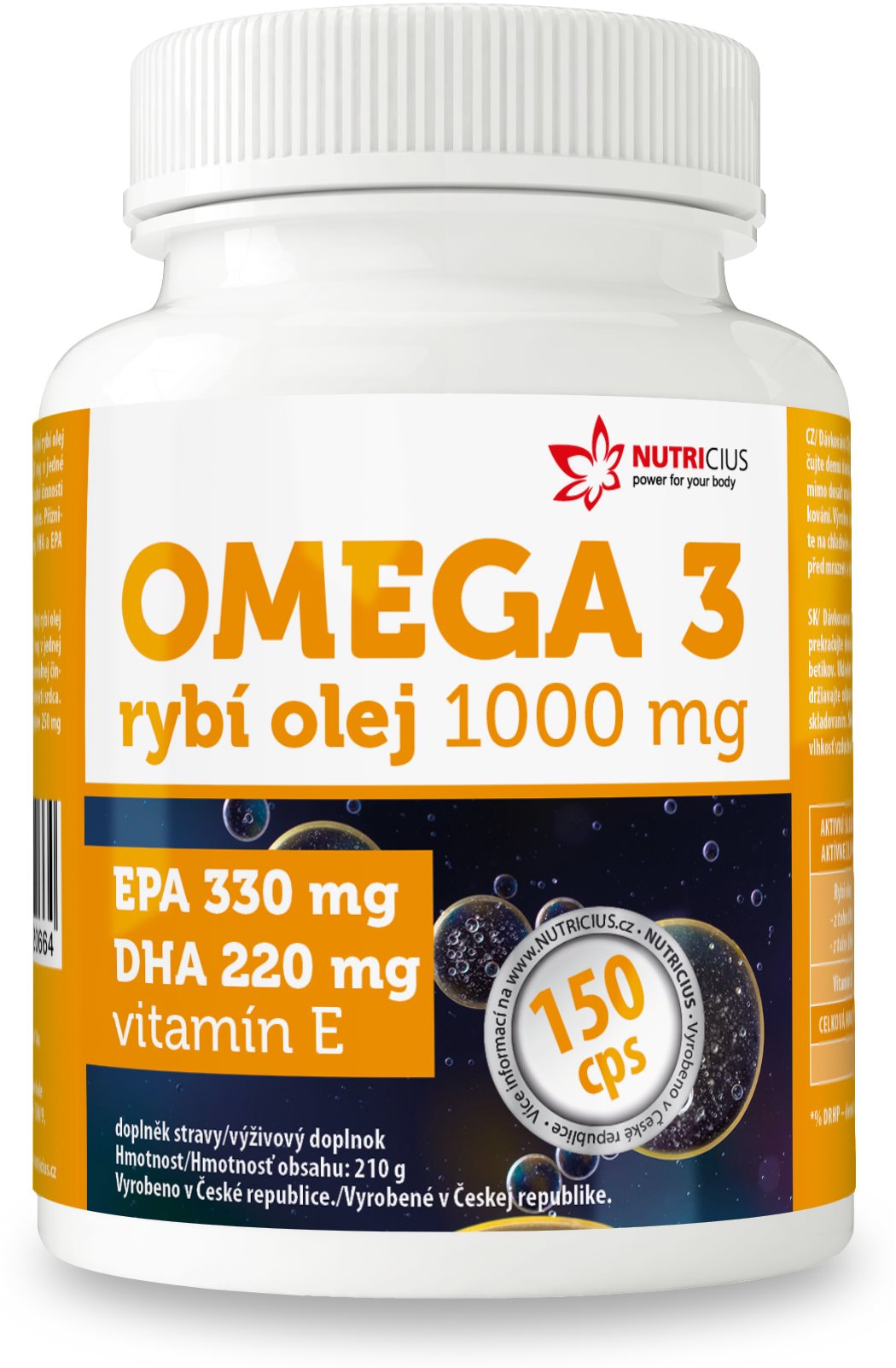 Nutricius Omega 3 Rybí olej 1000 mg 150 kapslí