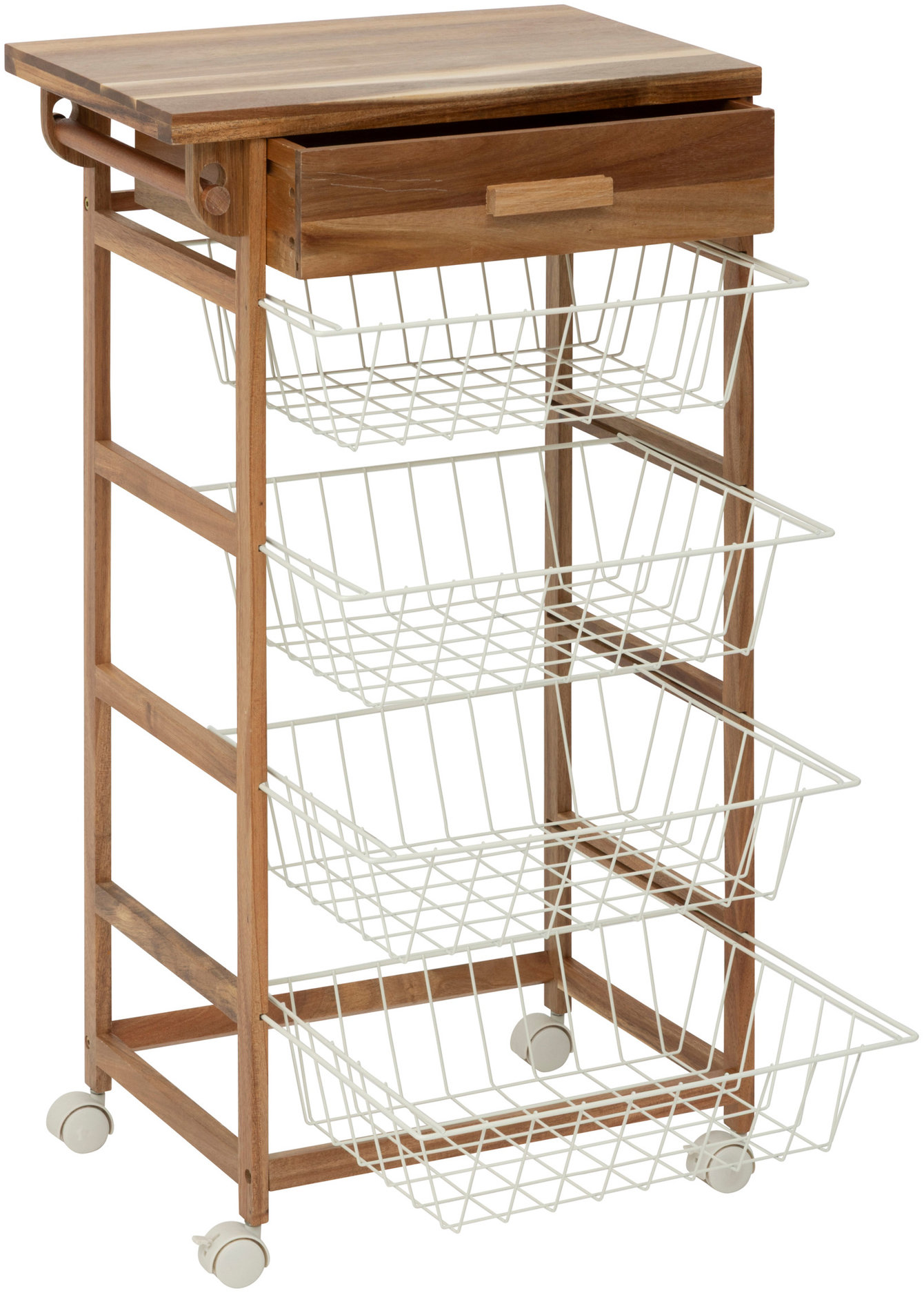 5five Simply Smart Acacia Kuchyňský vozík se 4 koši, 89 cm