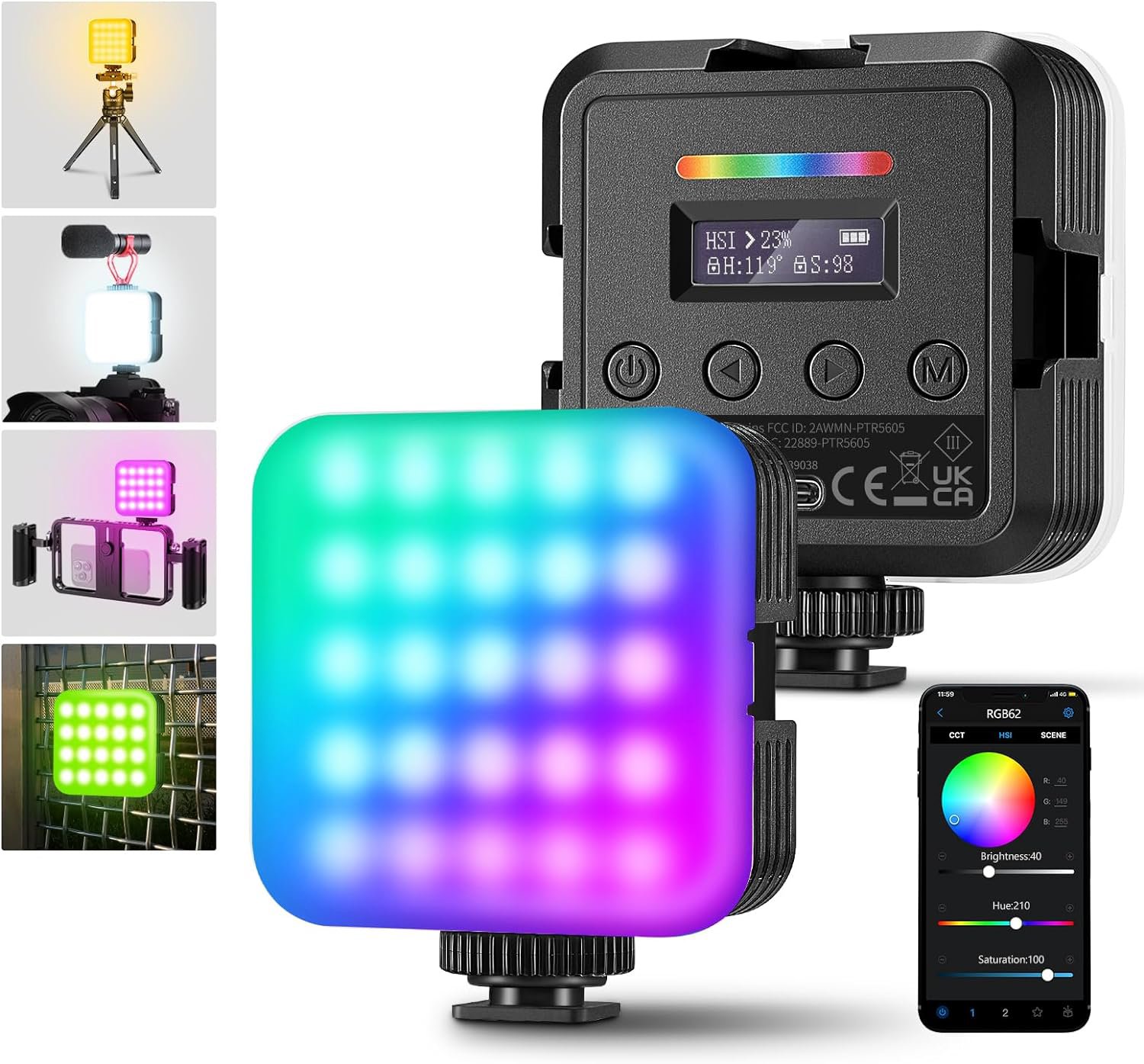 Neewer RGB62 trvalé mini fotosvětlo, 61 ultra-jasných RGB LED, 6W
