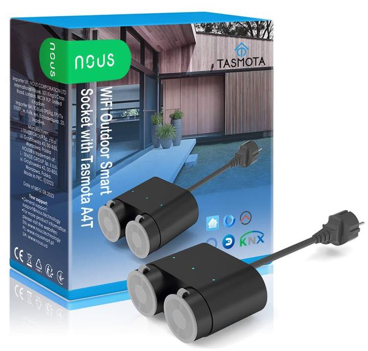 Nous A4T WiFi venkovní Smart zásuvka s Tasmota firmwarem