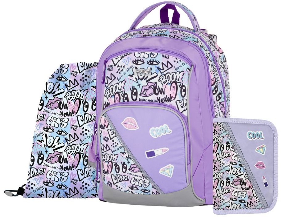 Školní set OXYBAG OXY GO Funny Girl s batoh, penálem a sáčkem