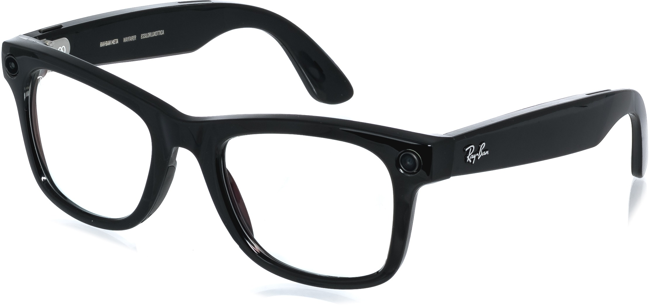 Meta RAY-BAN Meta Wayfarer (Large) Smart Glasses - Shiny Black, Clear