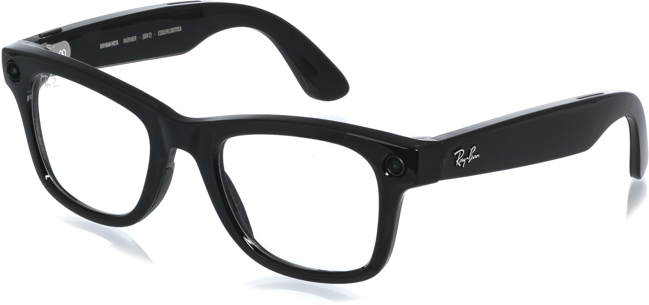 Meta RAY-BAN Meta Wayfarer (Standard) Smart Glasses (Gen 2) - Shiny Black, Clear to Graphite Green T