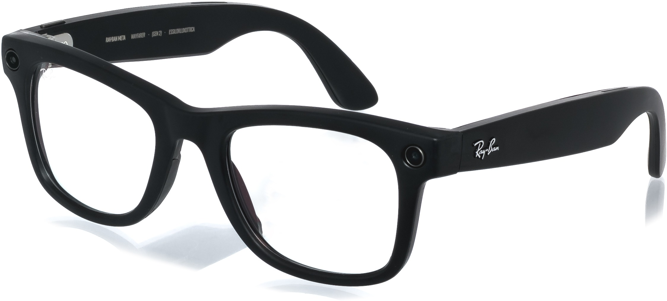 Meta RAY-BAN Meta Wayfarer (Standard) Smart Glasses (Gen 2) - Matte Black, Clear