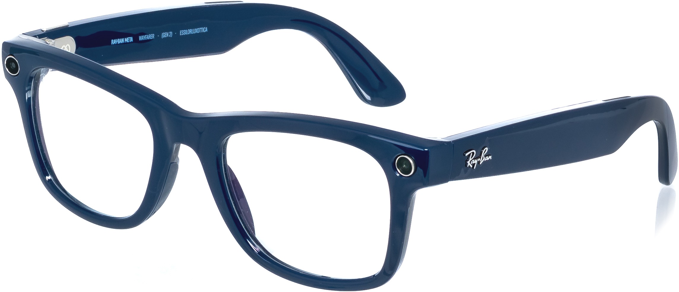 Meta RAY-BAN Meta Wayfarer (Large) Smart Glasses (Gen 2) - Shiny Cosmic Blue, Clear to Sapphire Tran