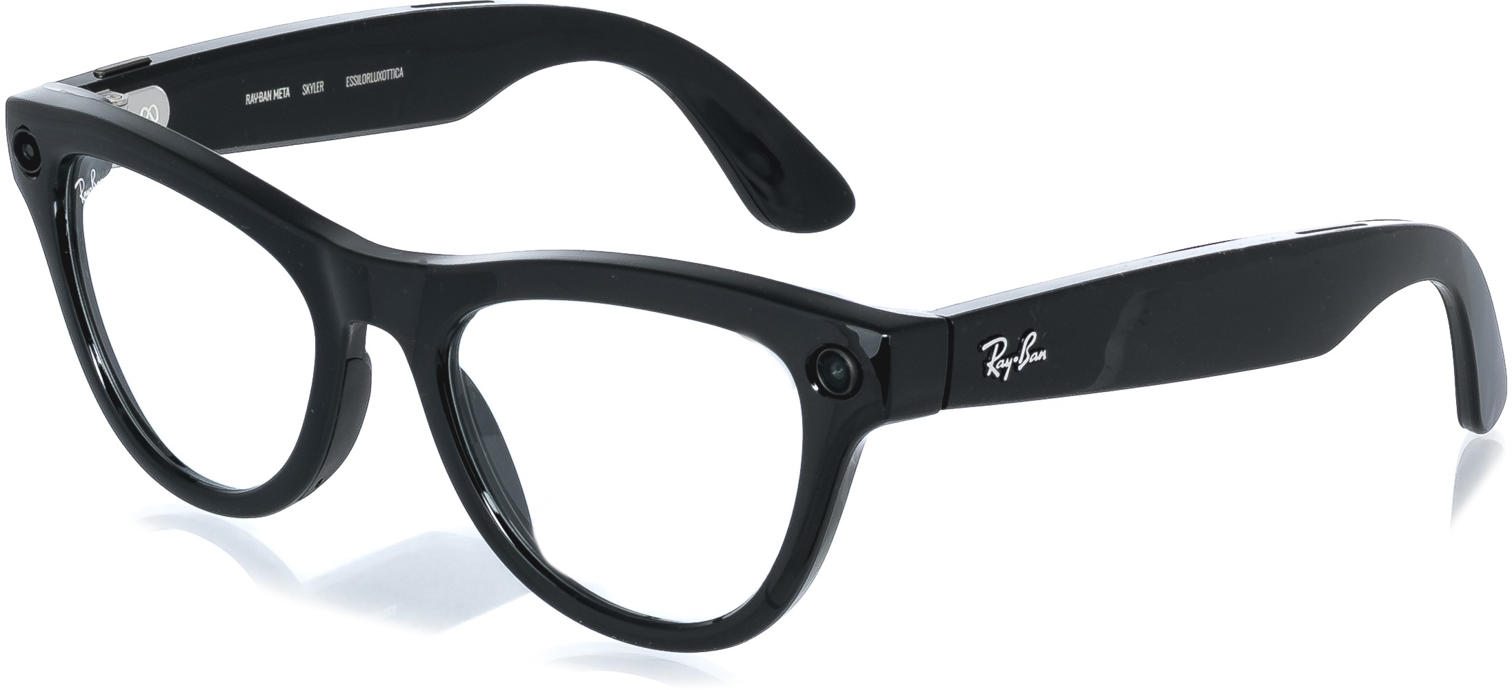 Meta RAY-BAN Meta Skyler (Standard) Smart Glasses - Shiny Black, Transitions Cerulean Blue