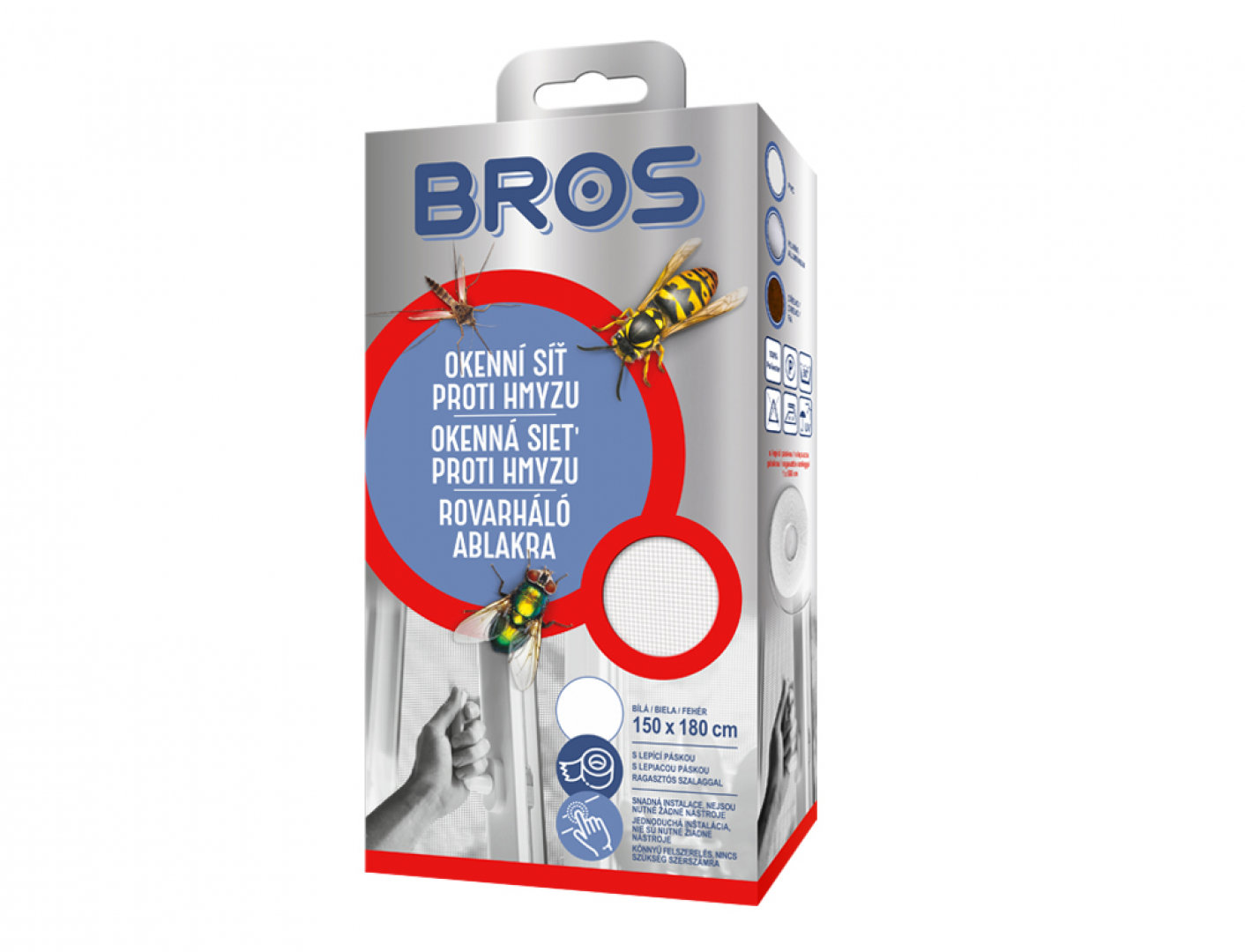 BROS Okenní síť 150 × 180 cm bílá