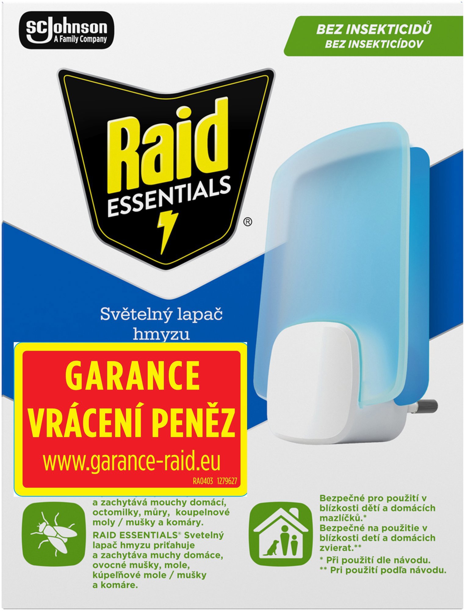 RAID Essentials světelný lapač hmyzu s náplní