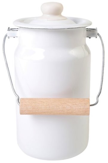 Olymp Smaltovaná bandaska na mléko 11,5 cm, 2,0 l, bílá s modrým lemem 154/01b