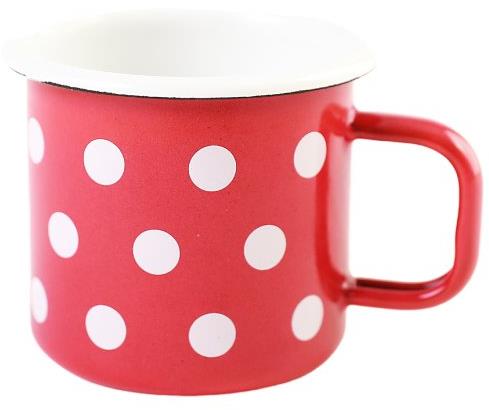 Olymp, Jihočeský plecháček, smaltovaný hrnek 5 cm, 0,1 l, červený s bílým lemem 219/32c + PUNTÍK