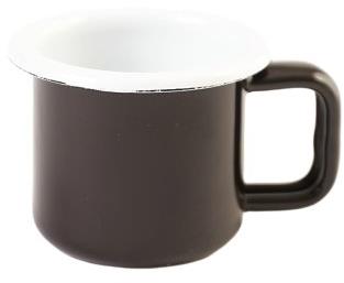 Olymp, Jihočeský plecháček, smaltovaný hrnek hrnek 8 cm, 0,4 l, černý s bílým lemem 219/10c