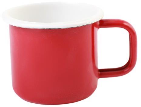 Olymp, Jihočeský plecháček, smaltovaný hrnek 8 cm, 0,4 l, červený s bílým lemem 219/32c
