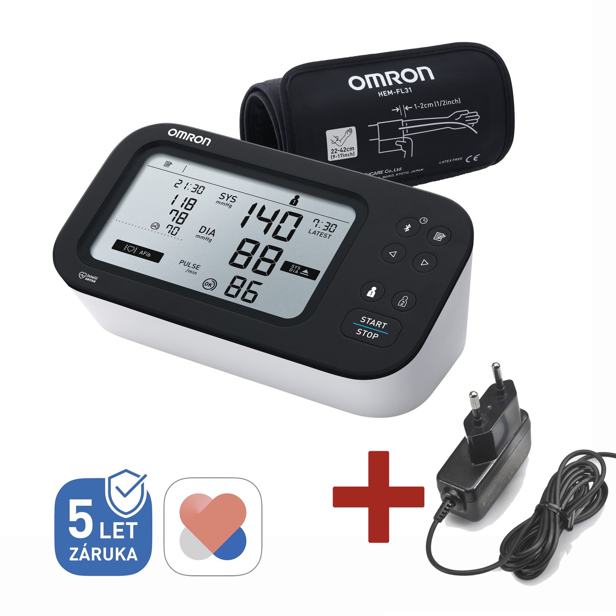 OMRON M7 Intelli IT Afib + Zdroj, set
