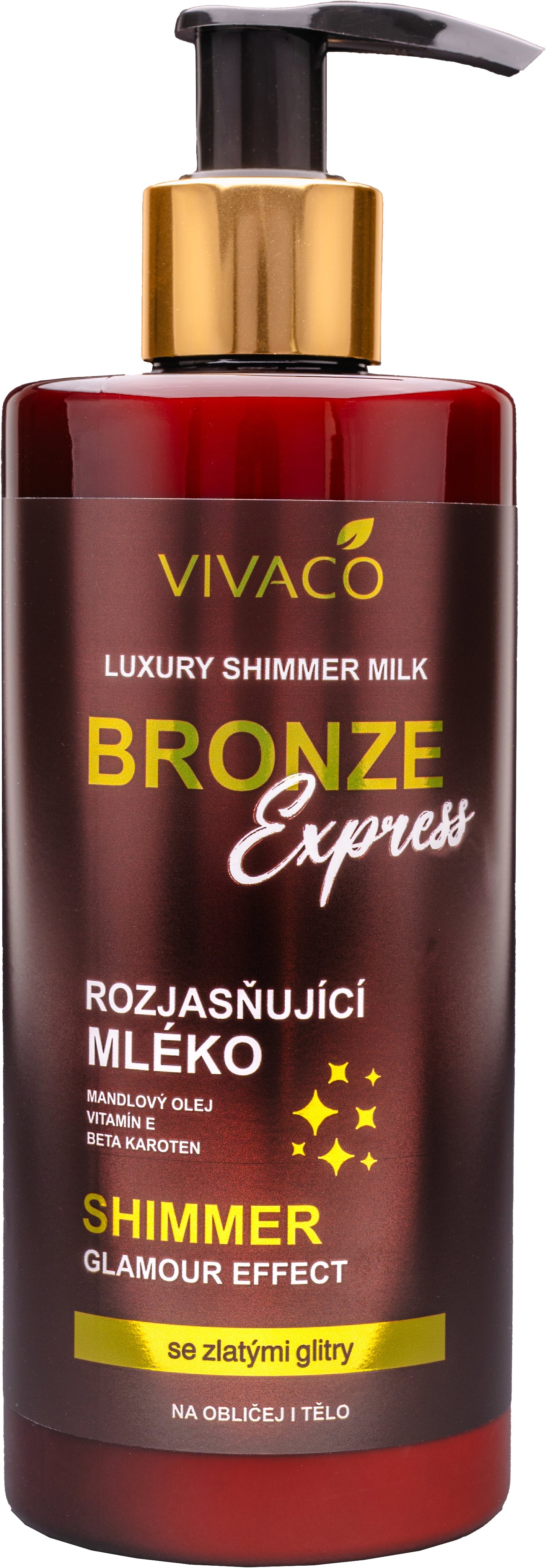 VIVACO Bronze Express Rozjasňující mléko se zlatými glitry 300 ml